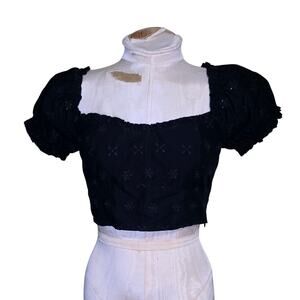 Gap Goth Cropped Milkmaid Eyelet Prairie Top Size Medium NWT